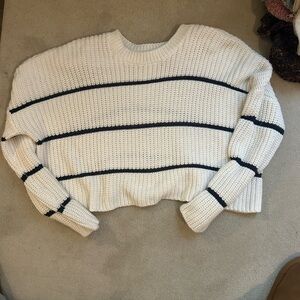 moon & madison Cream and Black Striped Sweater